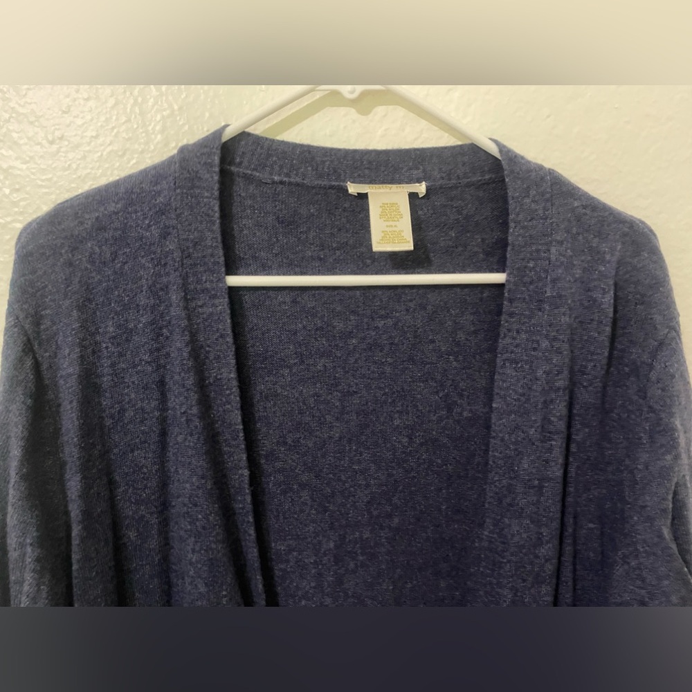 Matty M XL Open Front Long Cardigan Long Sleeve Sweater Women's Color Dark Gray - Picture 5 of 11